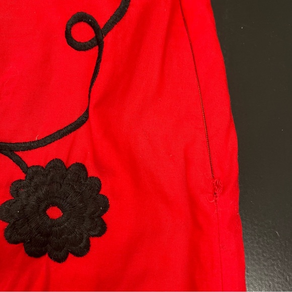 Vintage Scott Taylor Y2K Red Black A Line Floral Embroidered Skirt Sz 10 P As Is - Picture 9 of 11